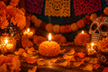 Vela Cempasúchil Chica – Small Orange Marigold Candle | Día de los Muertos
