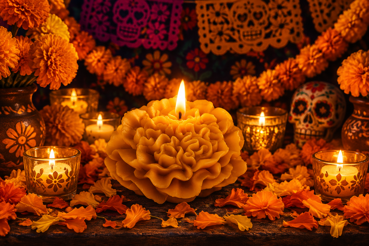 Vela Cempasúchil Grande – Large Marigold Candle