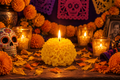 Vela Cempasúchil Mediana – Yellow Marigold Candle